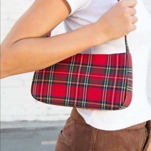 brandy melville red plaid shoulder bag